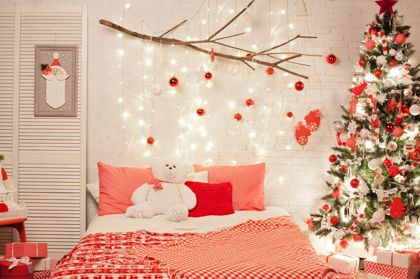Arbre de Noël Chambre à coucher avec lumière Toile de fond M11-42