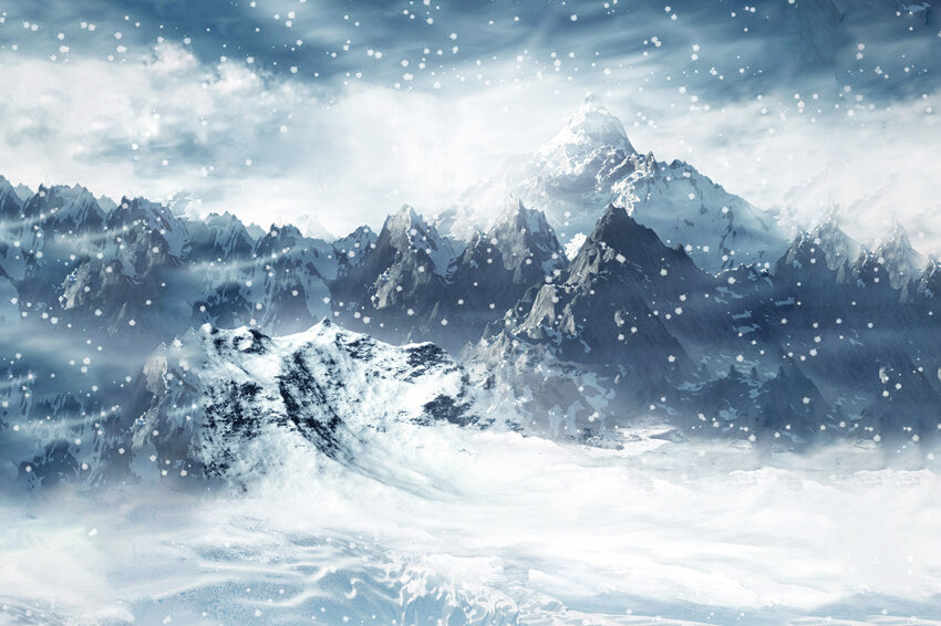 Montagne Neige Glace Paysage d'hiver Toile de fond M11-53