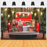 Camion Rouge Ferme Arbre de Noël du Père Noël Toile de fond M11-60