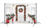 Couronnes de Noël décorées Porte d'entrée Toile de fond M11-68