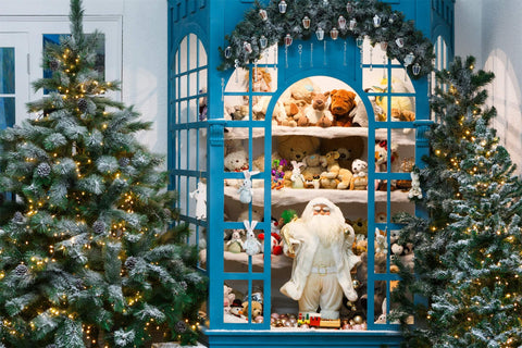 Noël Étagère pleine de jouets Arbres décorés Cadeaux Toile de fond M11-75