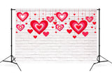 St Valentin Coeur rouge Décoration mur de briques blanches Toile de fond M12-13