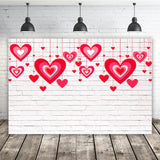 St Valentin Coeur rouge Décoration mur de briques blanches Toile de fond M12-13