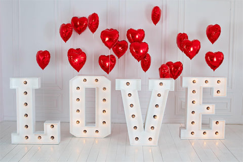 St Valentin Lettres d'Amour LED-Light Ballons Coeur Rouge Toile de fond M12-15