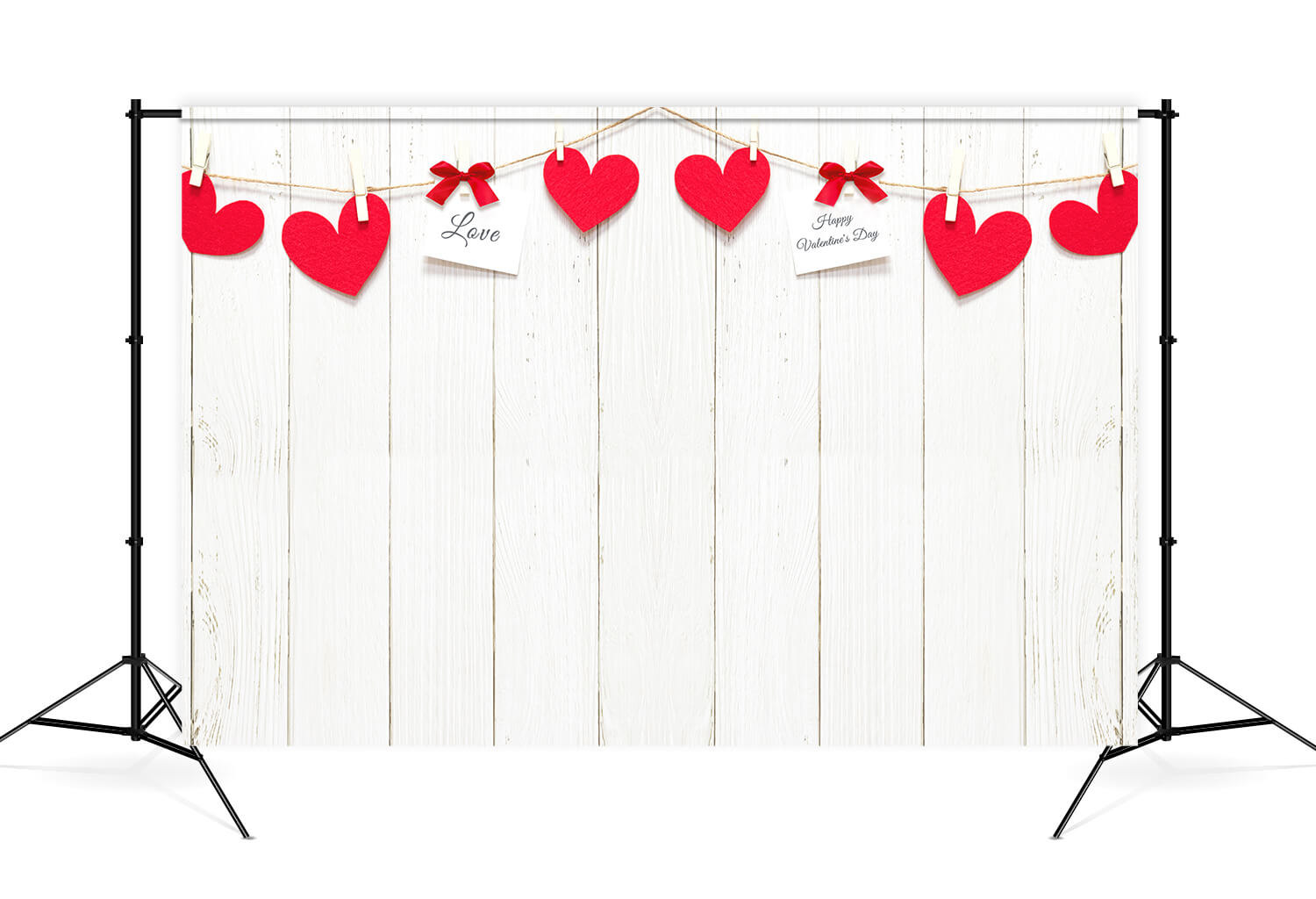 St Valentin Blanc Mur en Shiplap Coeur Rouge Post-It Notes Bow Toile de fond M12-16