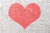 St Valentin Rouge Léger Grand Coeur Blanc Mur de Briques Toile de fond M12-23