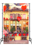 Jaune Chaud Scène de Rue Commerciale Décoration Coeur St Valentin Toile de fond M12-25