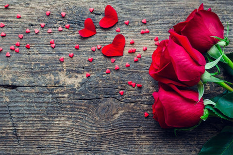 St Valentin Bois de Rose Parsemé de Petits Coeurs d'Amour Toile de fond M12-26
