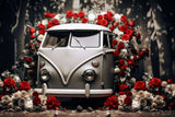 St Valentin Voiture Vintage Roses Rouges et Blanches Romantique Toile de fond M12-34