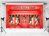 St Valentin Cupidon Poupée Boutique Rose Ourson Toile de fond M12-42