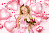 St Valentin Rose vif Ballon Coeur Perle Paillettes Coeur Romantique Toile de fond M12-50