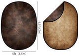 Toile de fond pliable Abstrait Marron foncé/Marron clair double face 5x6.5ft (1.5×2M) M12-77