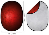 Toile de fond pliable Gris Clair/Noir Foncé Rouge Dégradé double face 5x6.5ft (1.5×2M) M12-79