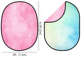 Toile de fond pliable Rose bonbon/Bleu vif Vert dégradé double face 5x6.5ft (1.5×2M) M12-80