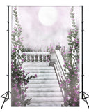 Toile de fond Mystérieux Moonlight Brume de marbre Marches violettes Fleur Vigne M2-19