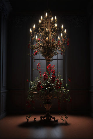Fleur Chandelier Toile de Fond Chambre Gothique Toile de Fond M5-05