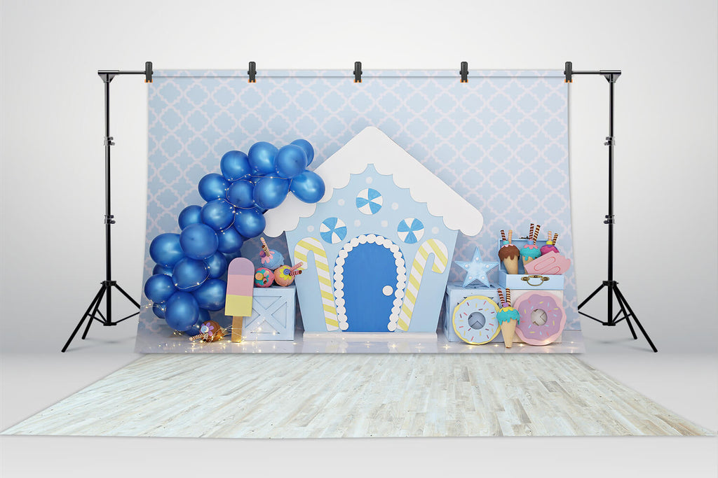 Toile de Fond Bonbons Bleus pour Studio de Photographie M5-142