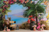 Peinture Flamant Rose Palmier Fleurs Toile de Fond M5-143