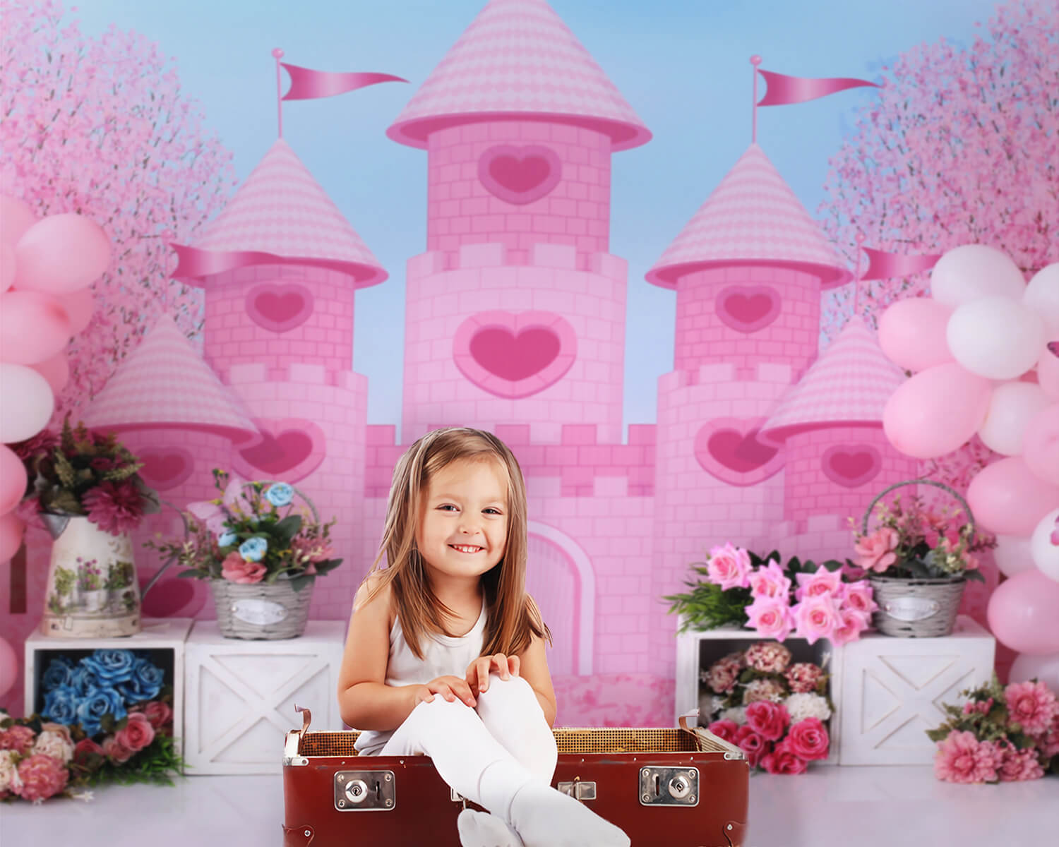 Fond de Fleurs de Château Rose pour Studio de Photographie M5-26