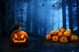Spooky Forêt Nuit Citrouille Halloween Toile de Fond M6-122