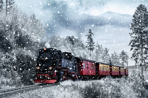 Toile de Fond de Train de Paysage de Montagne de Neige D'hiver M6-138