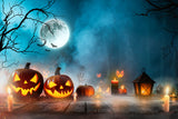 Spooky Nuit Pleine Lune Halloween Toile de Fond M6-33