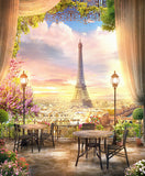 Tour Eiffel Coucher de Soleil Ville Paysage Toile de Fond M6-45