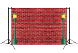 Lumières Murales en Briques Rouges de Noël Toile de Fond Photo M7-02