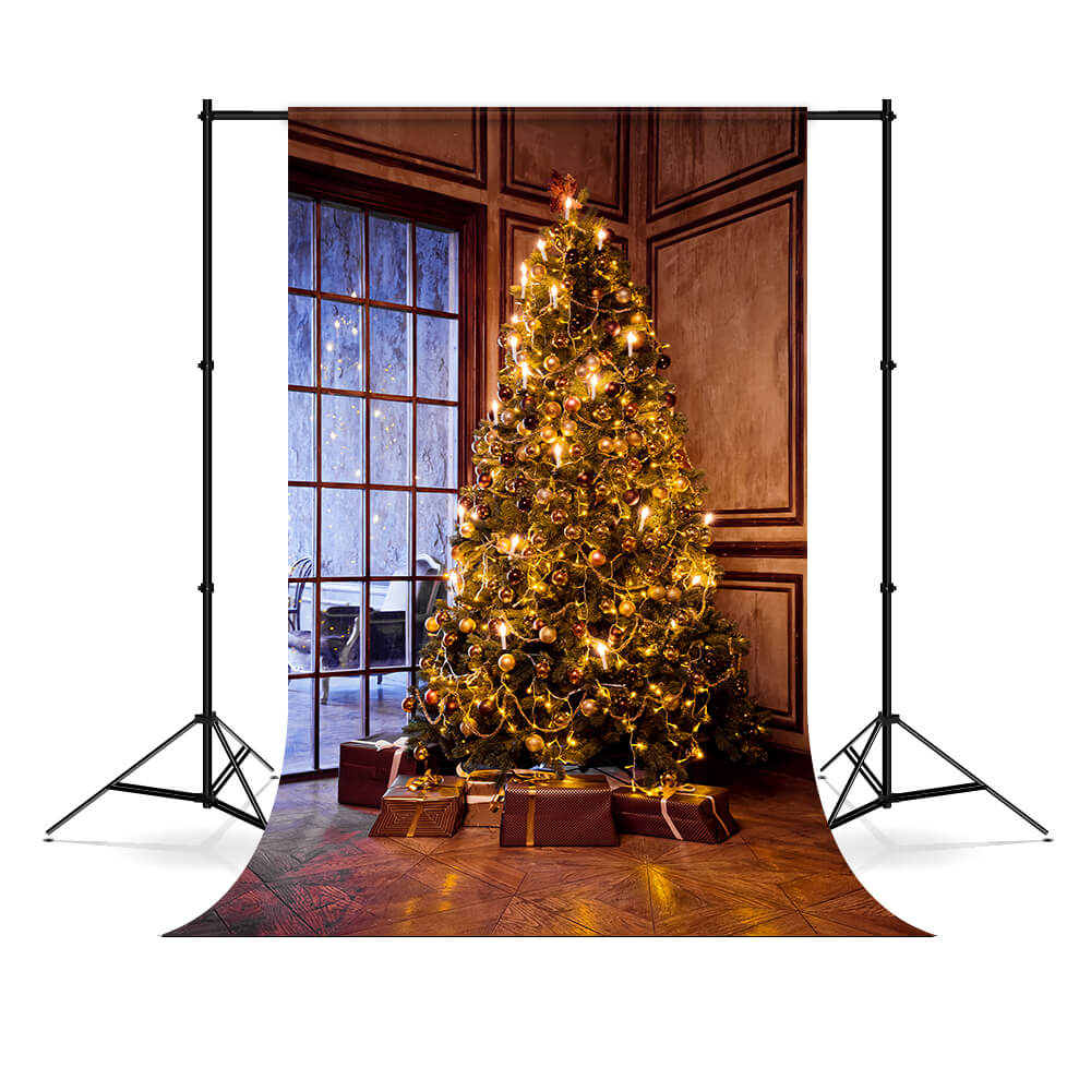 Toile de Fond de Photographie de Fenêtre d'arbre de Noël M7-15