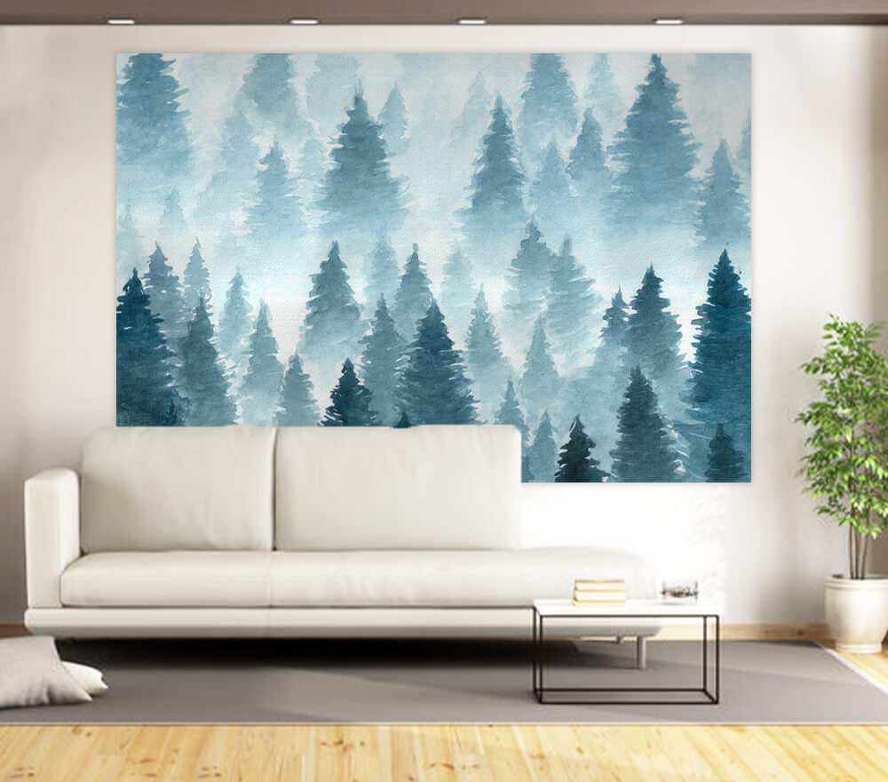 Toile de Fond de Paysage de Forêt d'Hiver Aquarelle M7-42