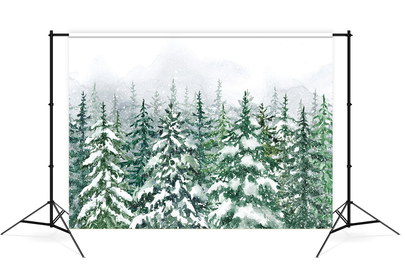 Hiver Arbre enneigé Bois Paysage Toile de fond M11-48