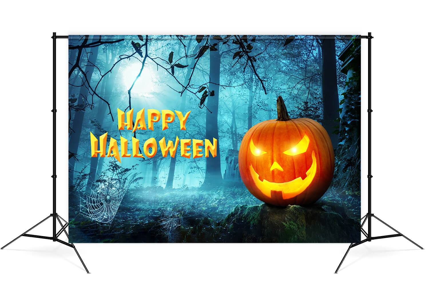 Toile de Fond Citrouille d'Halloween Sourire Diabolique M8-13