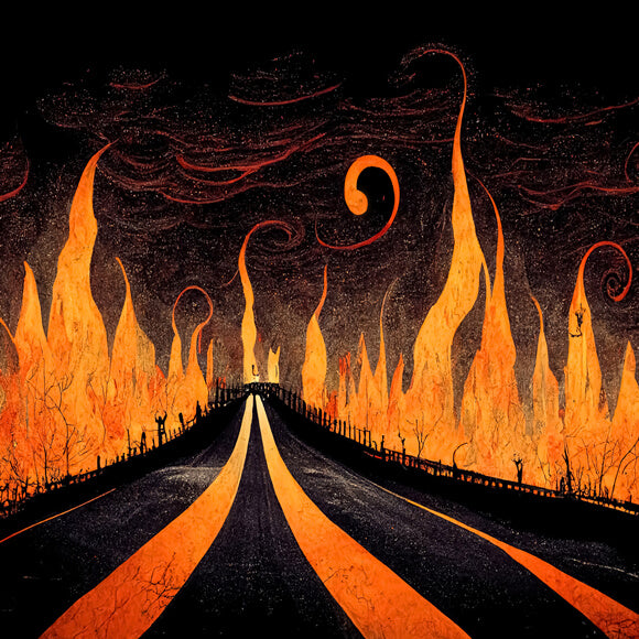 Toile de Fond de Flamme d’Halloween de l’Autoroute vers l’Enfer M8-15