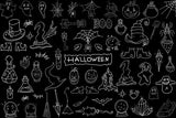 Toile de Fond Halloween Doodle de Tableau Noir Dessinée à la Main M8-16