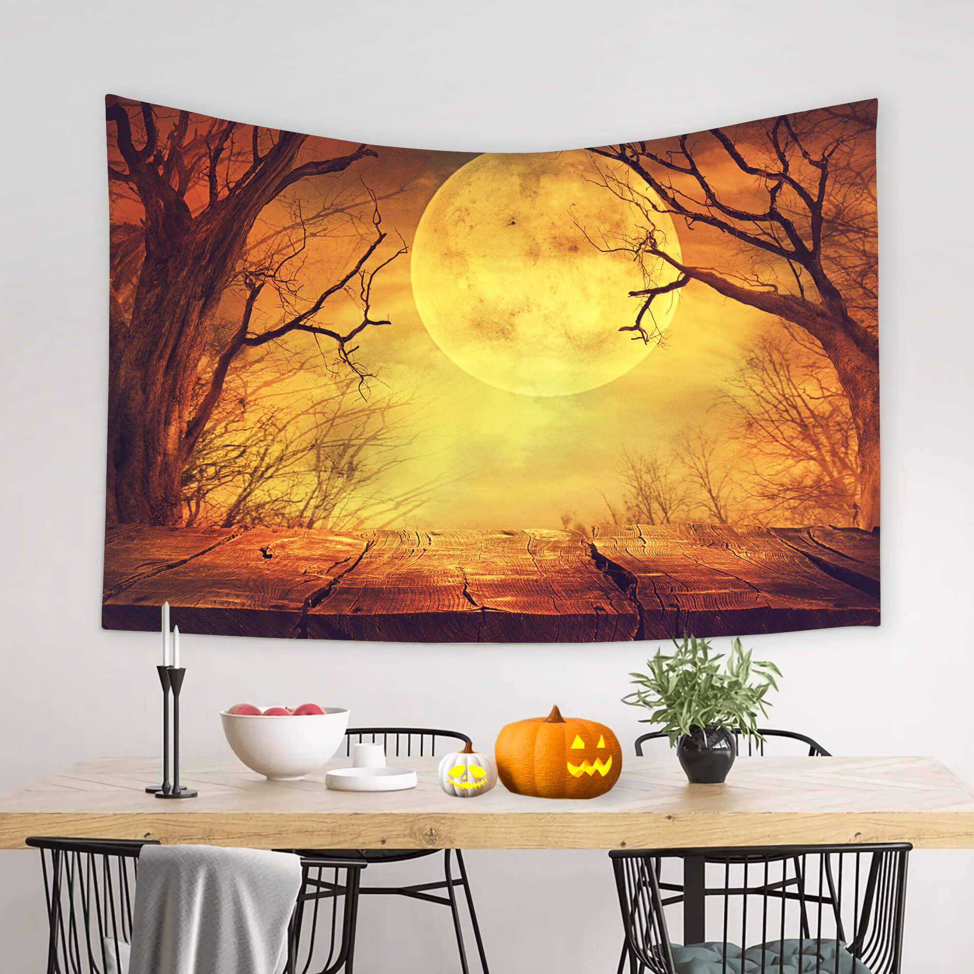 Toile de Fond Halloween Lune Brune effrayante M8-47