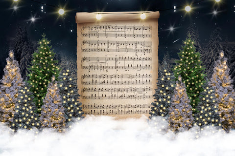 Toile de fond Arbre de Noël Notation de chansons photographique M9-17