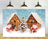 Toile de fond Maison en pain d'épices Flocon de neige de Noël M9-22