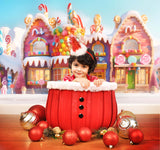Toile de Fond de Noël Maison de Bonbons en Pain d'Epices M9-38