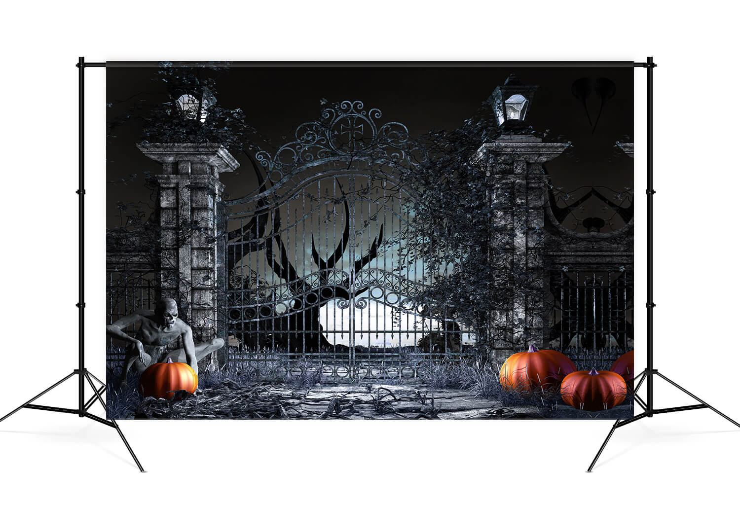 Toile de Fond Halloween Nuit Sinistre Portes Citrouille M9-53