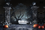 Toile de Fond Halloween Nuit Sinistre Portes Citrouille M9-53
