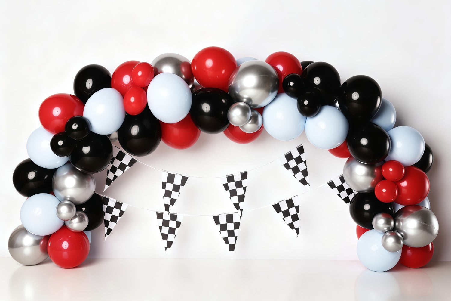 Fonds pour cake smash Voiture de course Arche de ballons Fond d'anniversaire MRR10-21