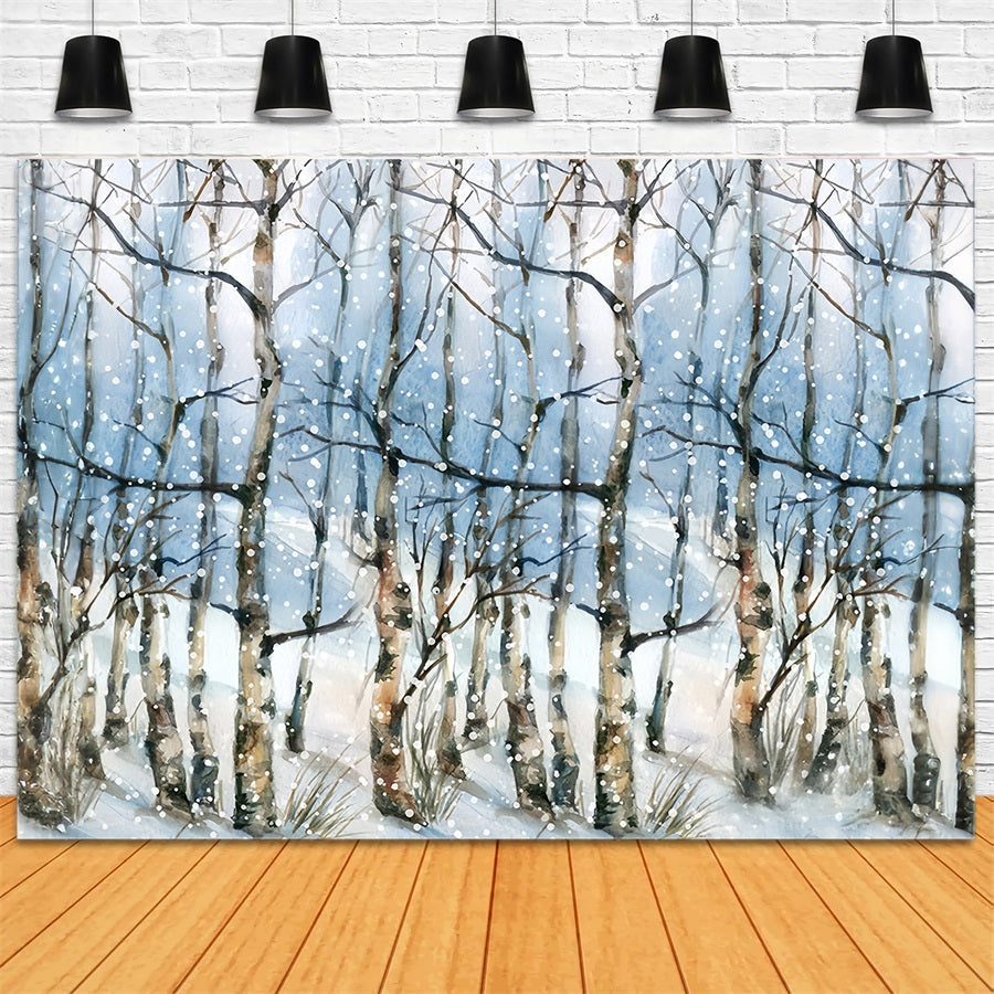 Toile de fond forêt hivernale Toile de fond forêt enchantée arbres enneigés MRR10-35