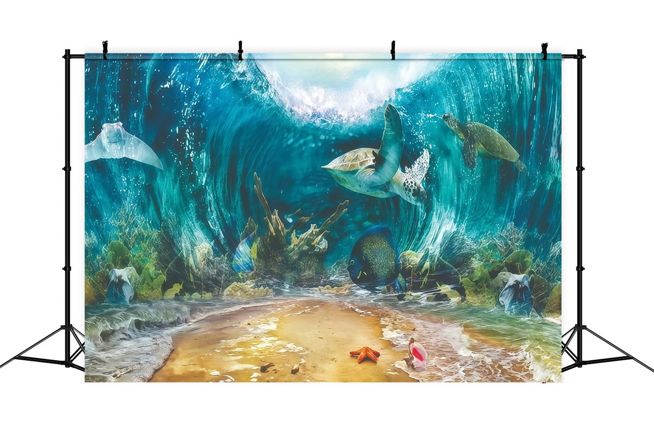 Toile de fond pour gâteaux d'anniversaire Toile de fond vie marine sous-marine tortues 1er anniversaire MRR10-37