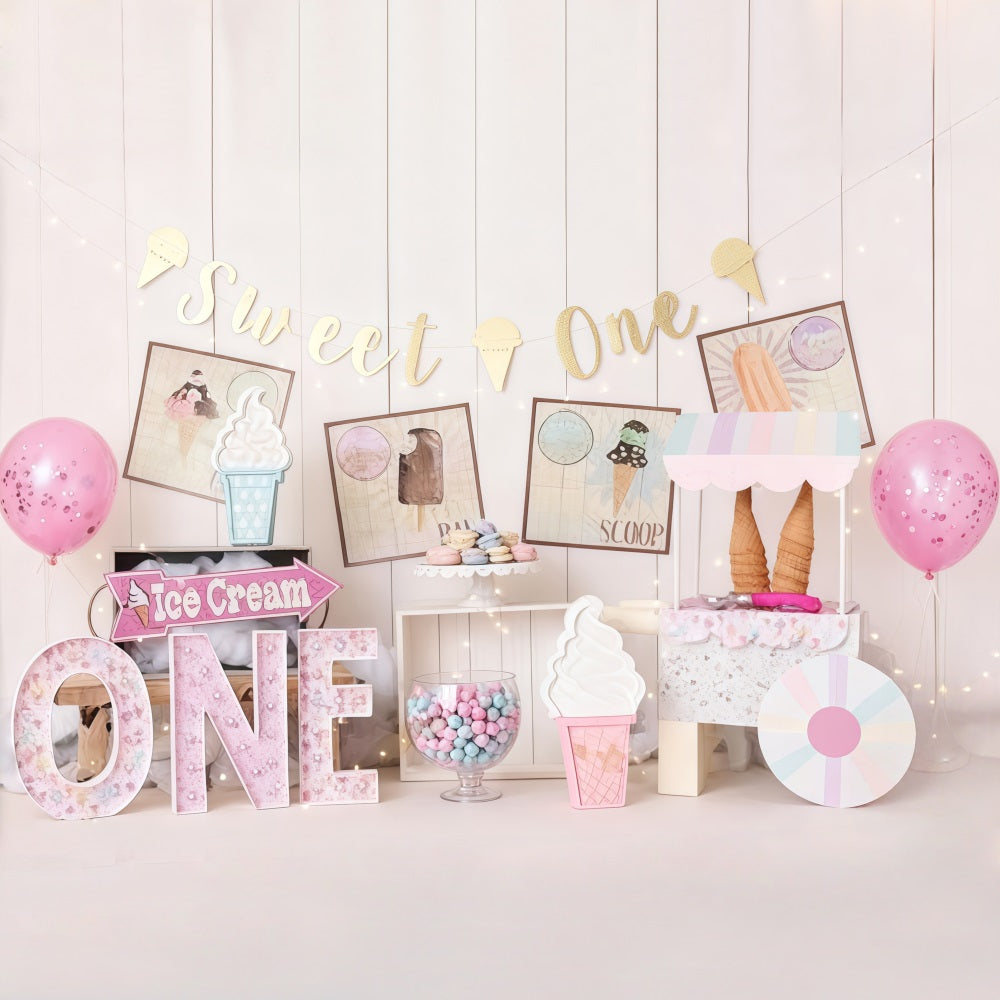Fond pour 1er anniversaire Glace sucrée Fond pour fête et gâteau d'anniversaire MRR10-41