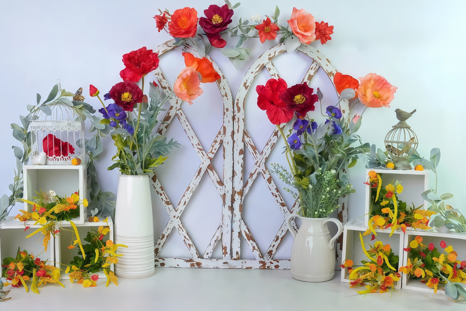 Fonds pour enfants Arche florale Cadres blancs Fond pour nouveau-né MRR10-44