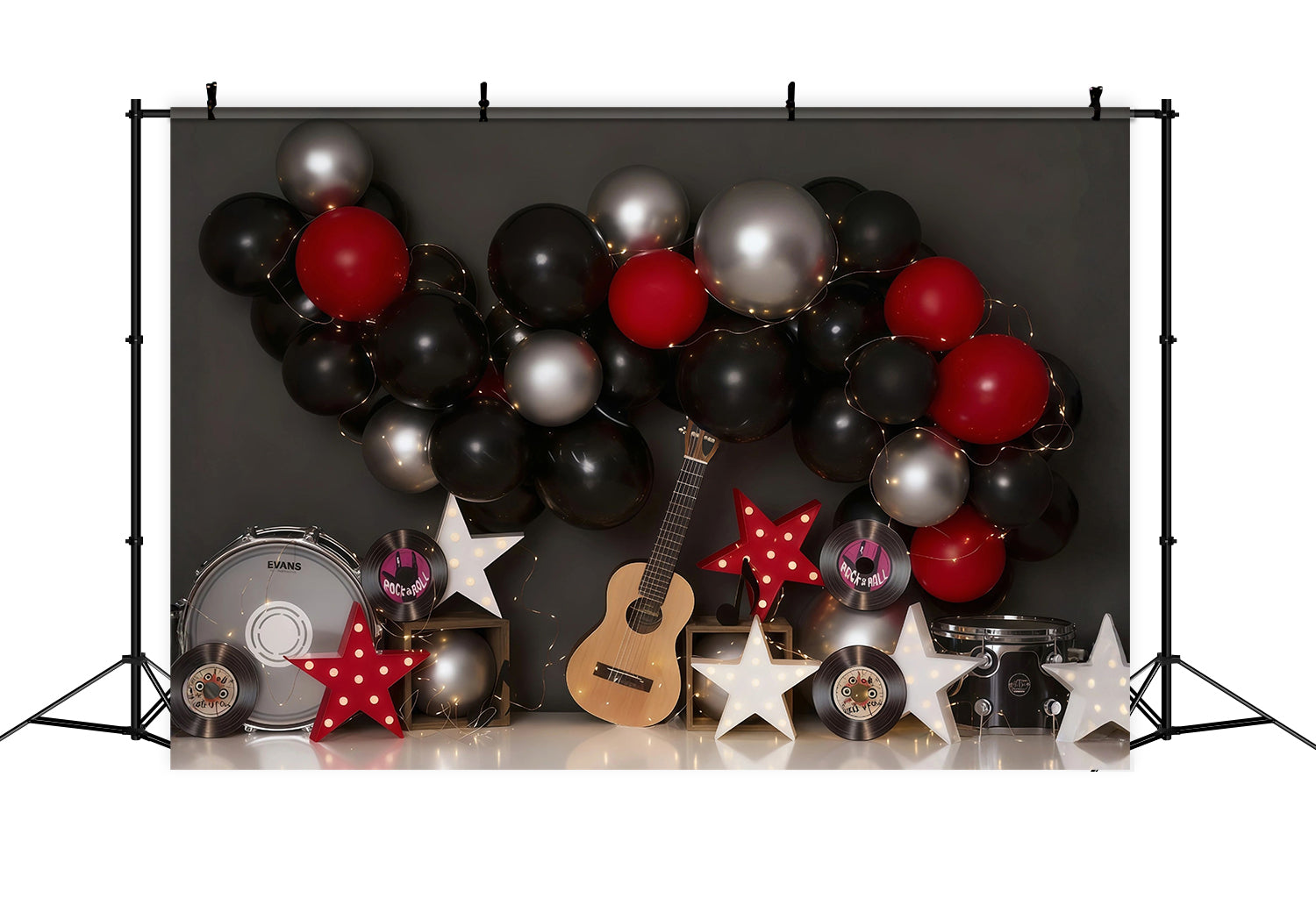 Fonds pour gâteau d'anniversaire Musique Fête Ballons Fond photo d'anniversaire MRR10-51