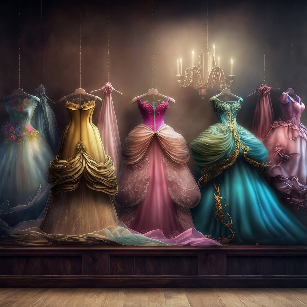 Fond vintage Robes de princesse Placard élégant Fond rétro MRR10-58