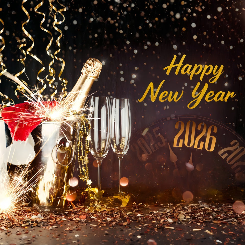 Fond photo pour le Nouvel An Champagne étincelant Compte à rebours Fond pour le Nouvel An MRR10-9