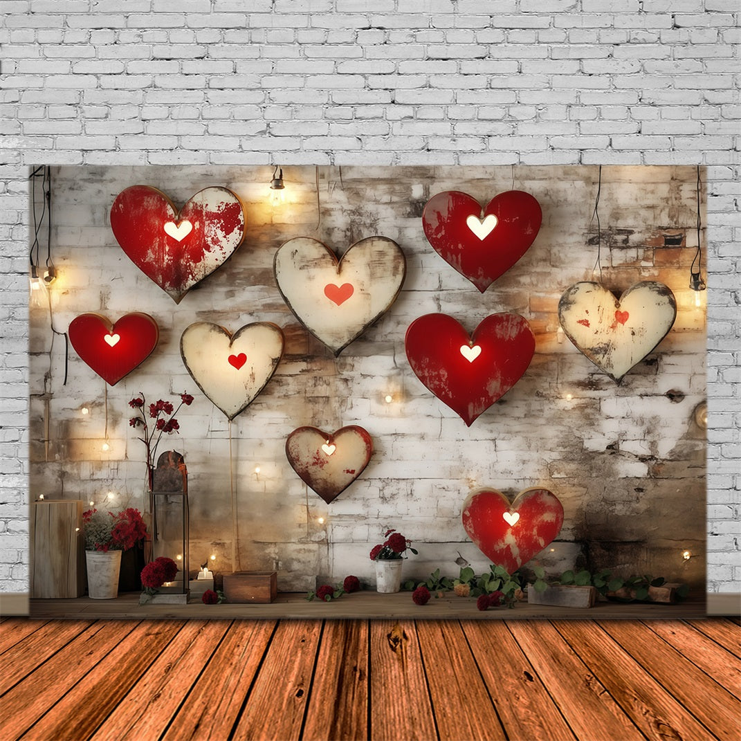 Fond pour la Saint-Valentin Cœurs Fond rustique en métal Cœur mural Fonds pour la Saint-Valentin MRR11-108