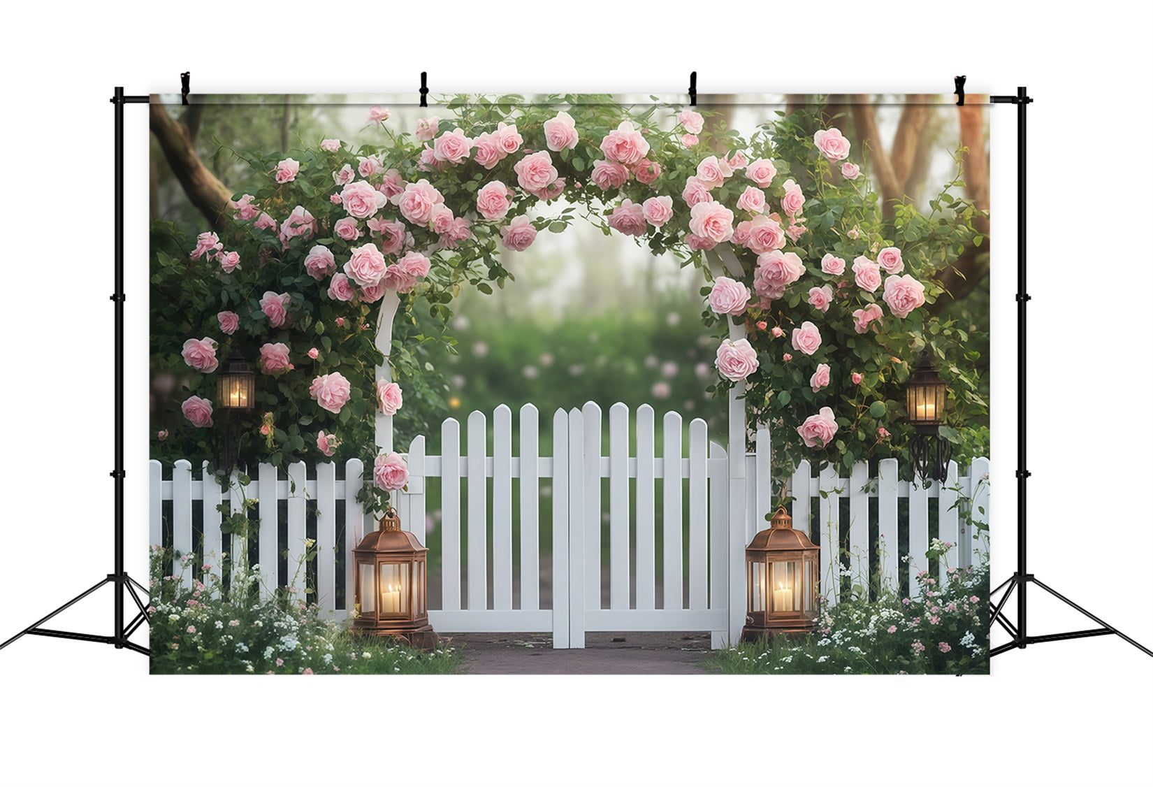Toile de fond pour photomaton de Saint-Valentin Jardin de roses roses Fleurs Toile de fond pour la Saint-Valentin MRR11-113
